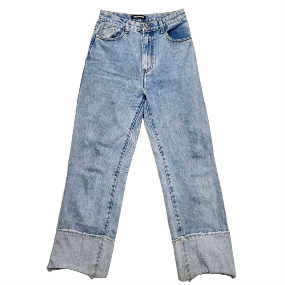 Momokrom Size 26 Hi-Rise Wide Leg Jeans Light Blue